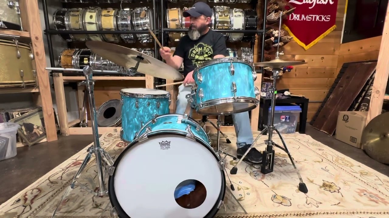 Slingerland 1962 4Pc Vintage BOP Set - Blue Satin Flame - Restored