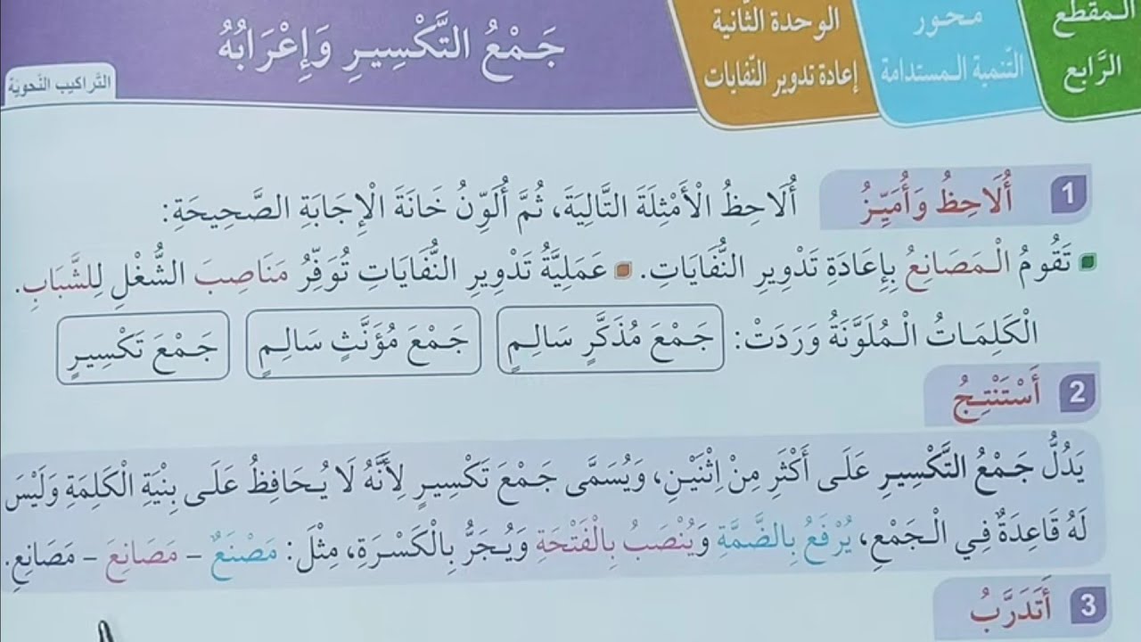 جمع التكسير و إعرابه... جمل للإعراب السنة الخامسة ابتدائي - YouTube