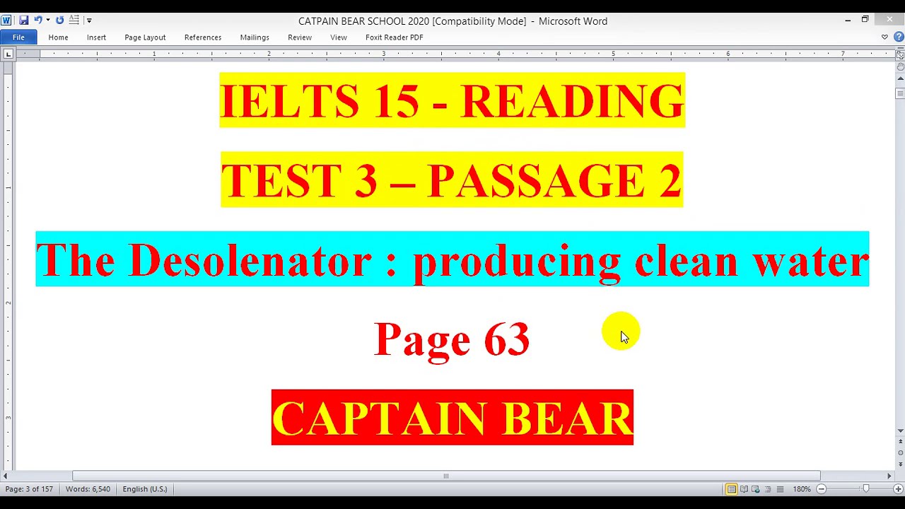 READING - IELTS 15 - THE DESOLENATOR   PRODUCING CLEAN WATER