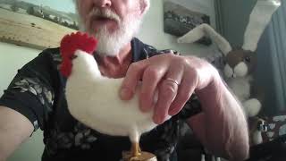 Making a needle felted wool sculpture of a Chicken