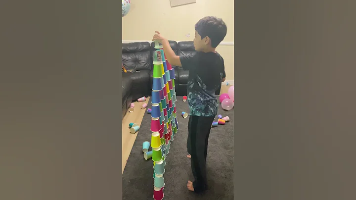 Build the tallest cup tower.#shorts