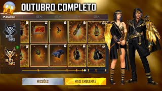 TODOS OS PRÊMIOS DO PASSE DE ELITE DE OUTUBRO, PRANCHA, MOCHILA, SKINS DE GRAÇA LCDP FREE FIRE