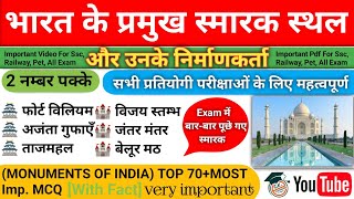 भारत के प्रमुख स्मारक स्थल और उनके निर्माता | Monuments of India | 2022 | @Gk topperr | Railway Ssc