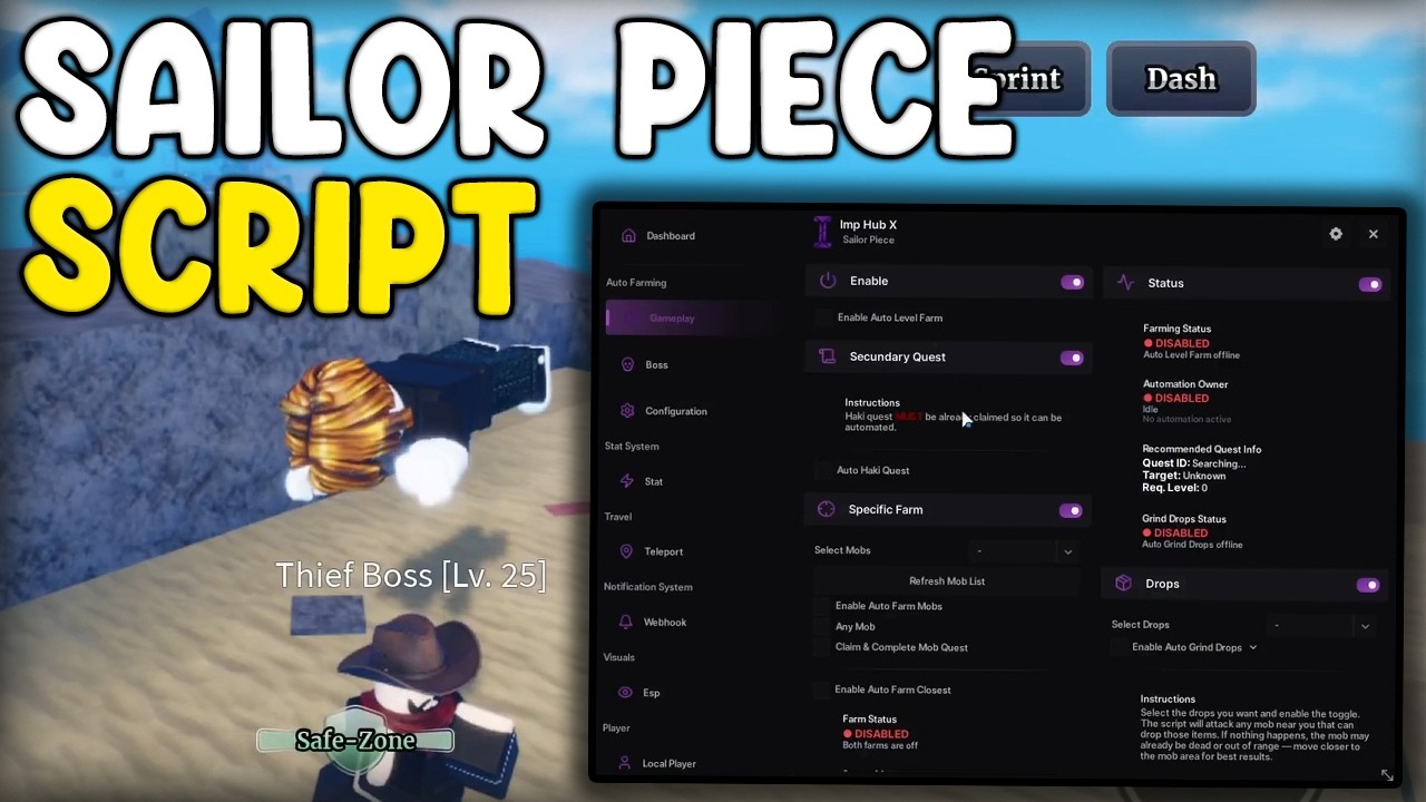 UPDATE Sailor Piece OP Script Auto Farm Instant Kill Dupe Items 