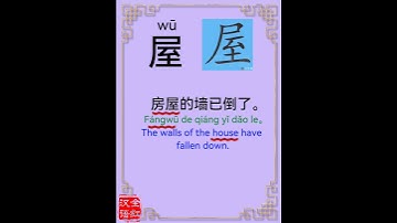 Chinese character video card.                  屋, Learn Chinese.