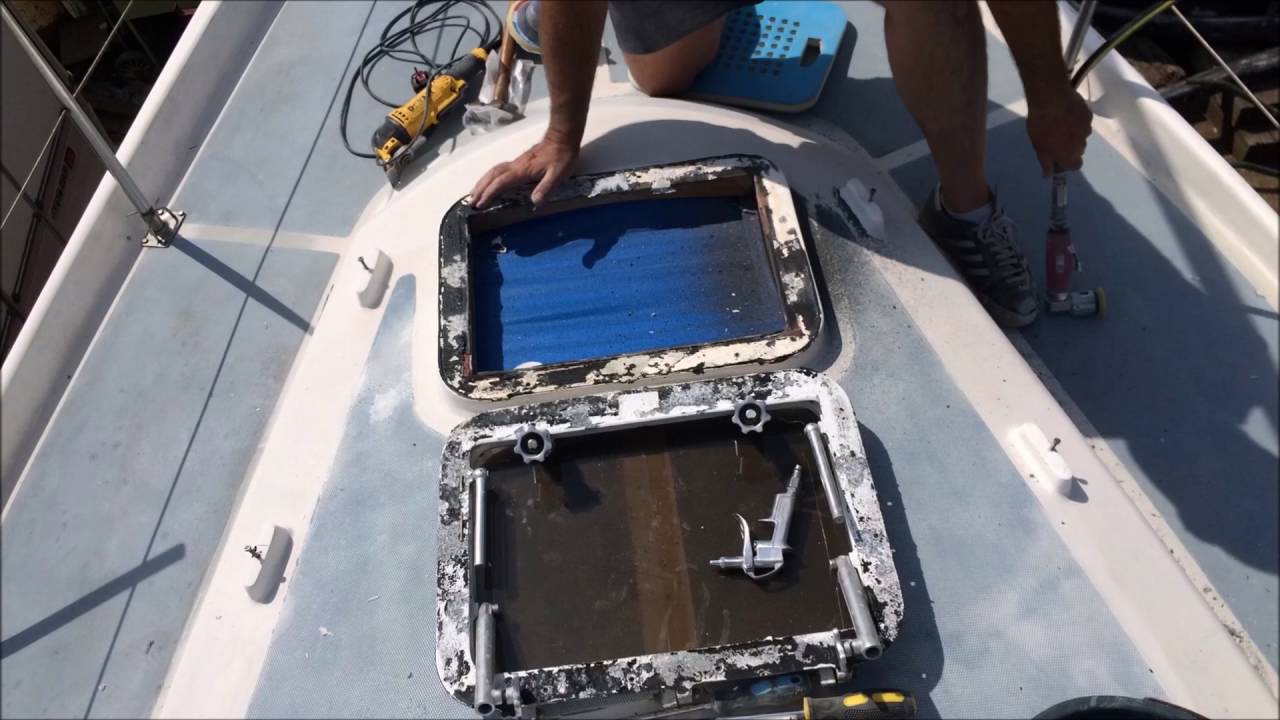 diy boat restoration: deck hatch removal - youtube