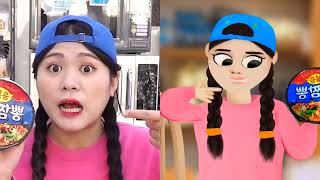 Mukbang Black Noodle TTeokbokki 뽀로로 떡볶이 짜장면 먹방 도나 DONA vs Dona Animation