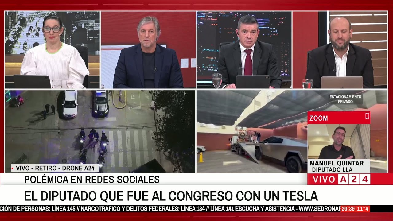 ►"DIPUTESLA": El polémico arribo de Manuel Quintar al Congreso con una camioneta Tesla