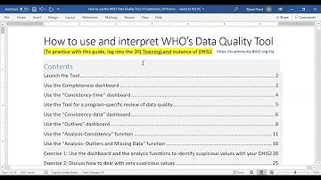 2.1.1 Introduction to the WHO Data Quality Tool