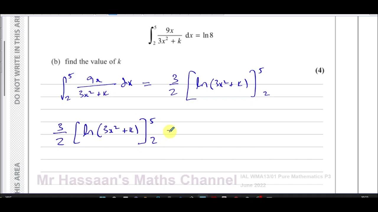 WMA13/01, IAL, (Edexcel), P3, June 2022, Q3, Integration, Reversing the