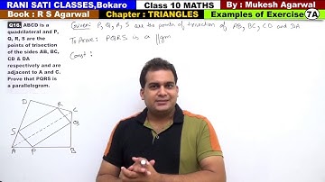 Class 10 Maths (Ex-7A Example - 16) Chapter : TRIANGLES  (R S Agarwal 2019)