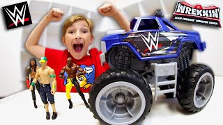 Father & Son ULTIMATE CAR BATTLE (WWE Monster Truck)