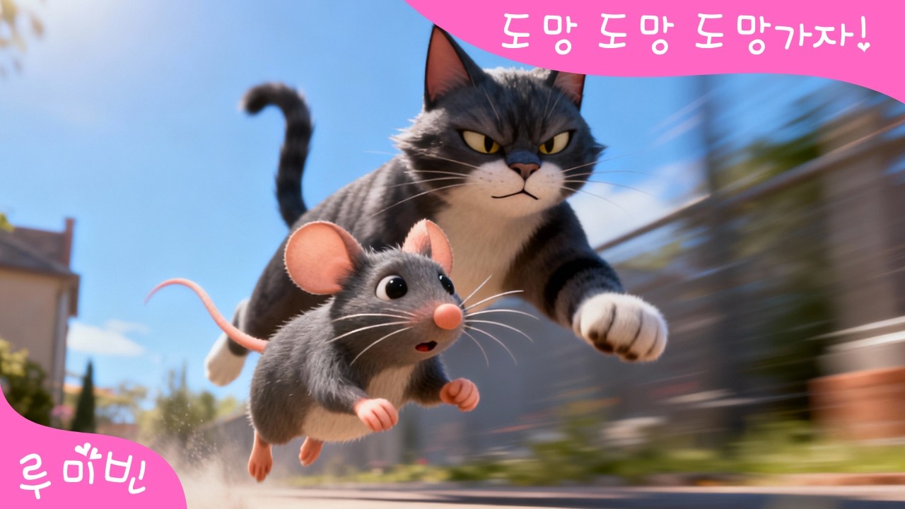🐀도망 도망 도망가자🐈⬛ | 심장이 쿵 쿵 쿵! | 유아동요 | 루미빈 | - YouTube