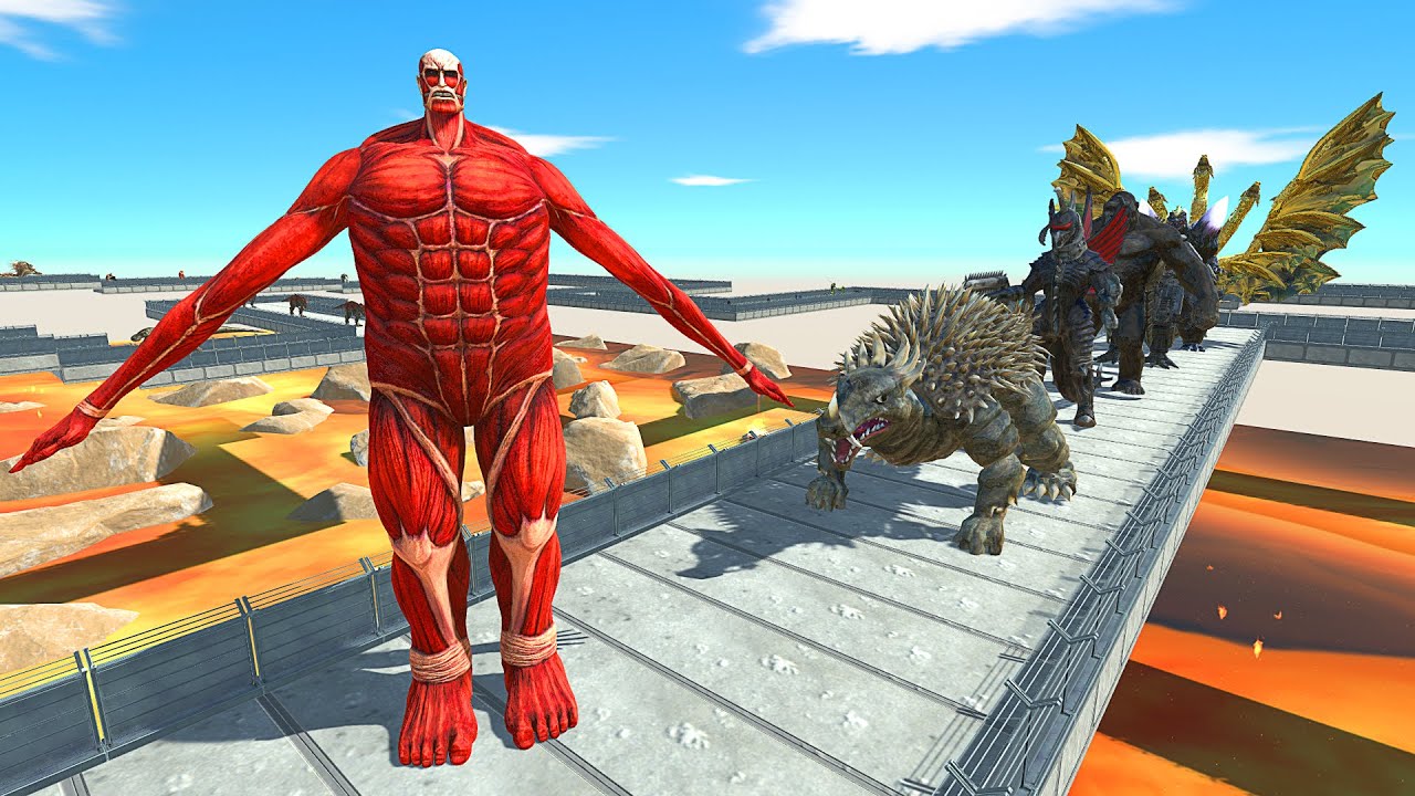 COLOSSAL TITAN LAVA DEATH RUN VS MONSTER - Animal Revolt Battle Simulator