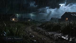 SLEEP IN SECONDS! ⛈️ Violent Village Thunderstorm & Heavy Rain for Deep Sleep