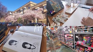 ART VLOG ✸ sketchbook sessions, art supply trip, cafes