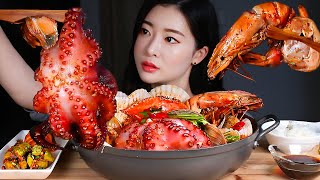 ASMR MASSIVE SPICY SEAFOOD SOUP KING TIGER SHRIMP & OCTOPUS & SCALLOP & CRAB & CLAM&ABALONE MUKBANG