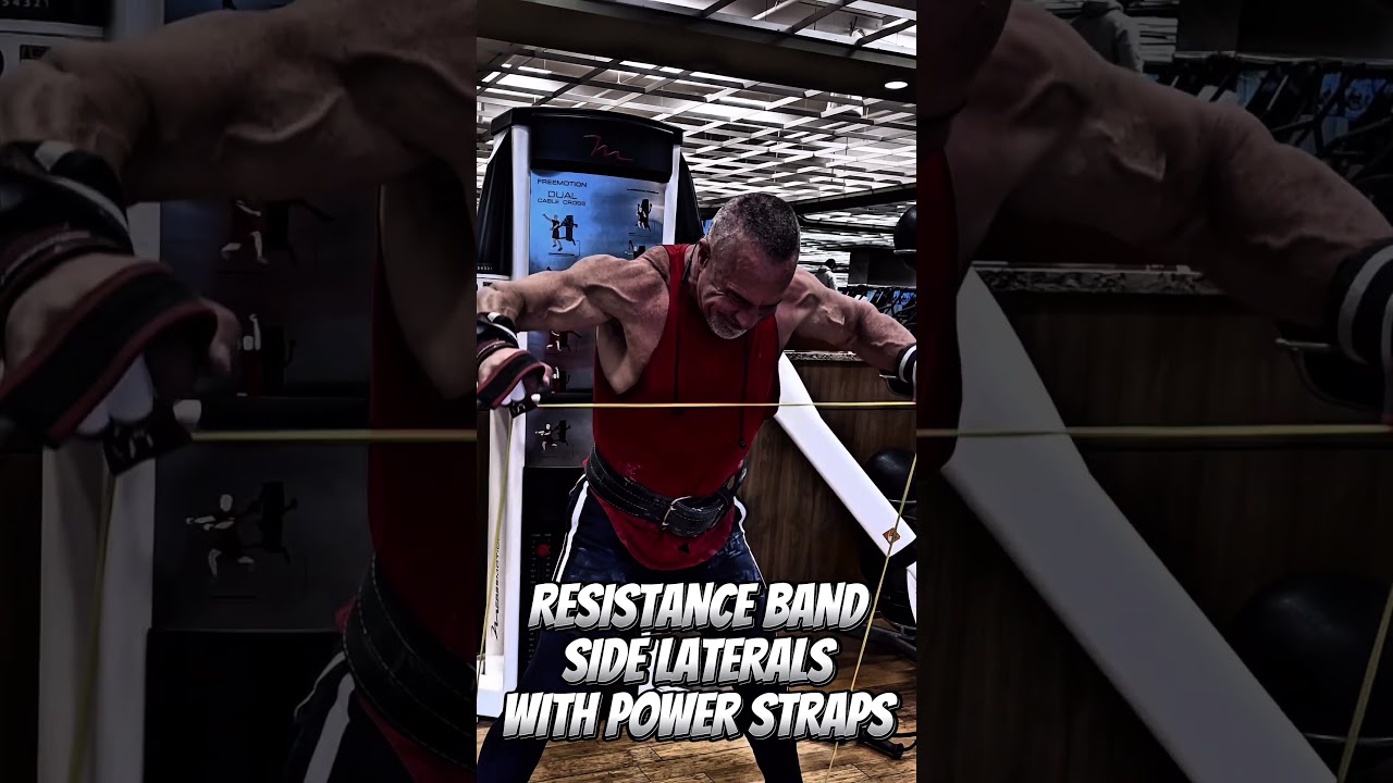 RESISTANCE BAND SIDE LATERALS WITH POWER STRAPS FOR A DIFFERENT GRIP #workout #motivation #muscle