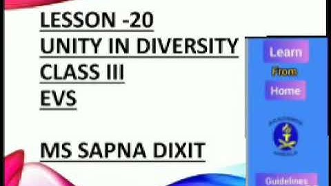 Class III / EVS / Lesson- 20 Unity In Diversity