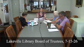 Lakeville Library Board of Trustees, 7-15-26