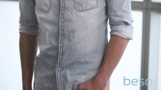 Peter Adrian from The Hobbyist wears a Men's Blue Denim Shirt