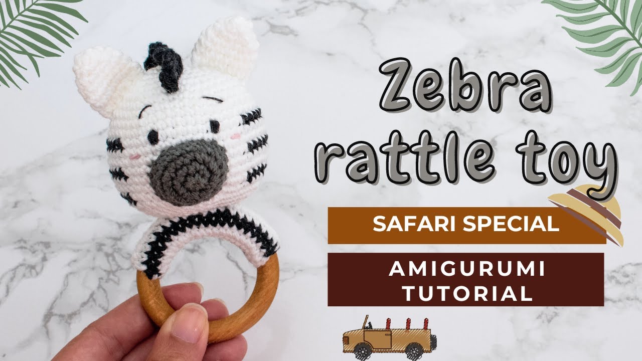 How to Crochet a Baby Rattle: Zebra amigurumi teething ring tutorial ...