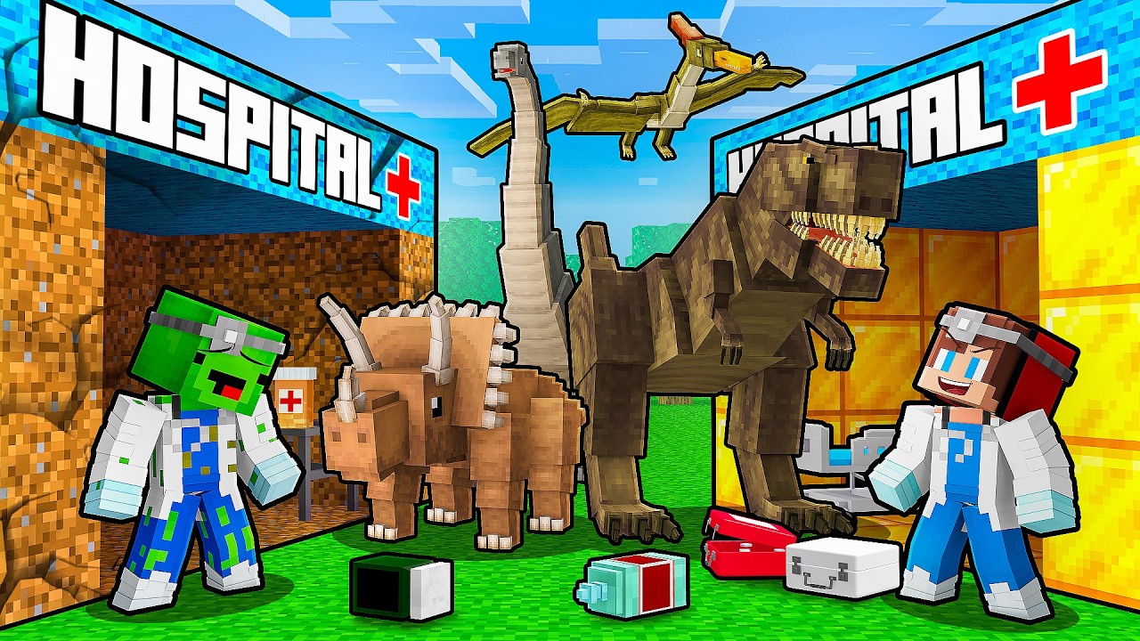 JJ and Mikey: POOR vs RICH Dinosaurs Hospital Battle in Minecraft - Maizen