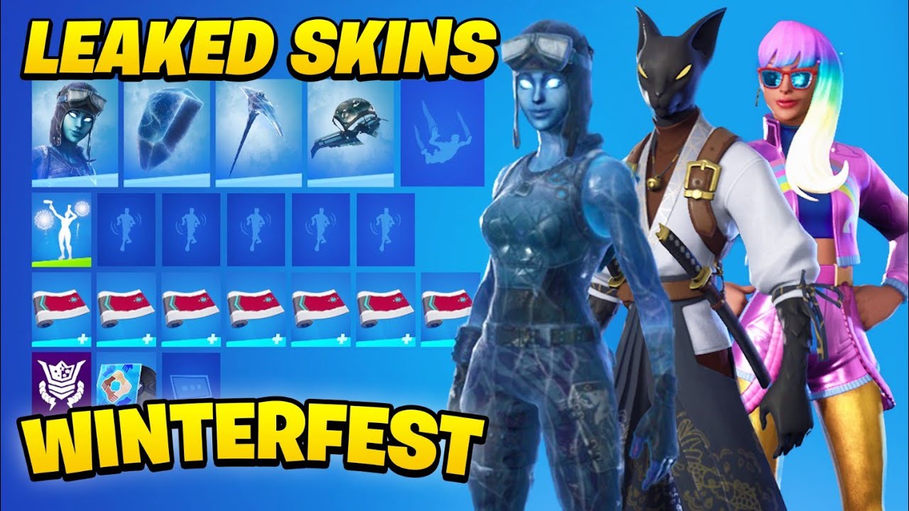 All NEW LEAKED Winterfest Skins & Emotes! (Frozen Renegade, Azuki, Dawn)