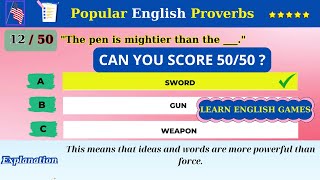 Learning English Games | Ultimate English Proverbs Quiz – 97% Fail to Score 50/50! screenshot 4