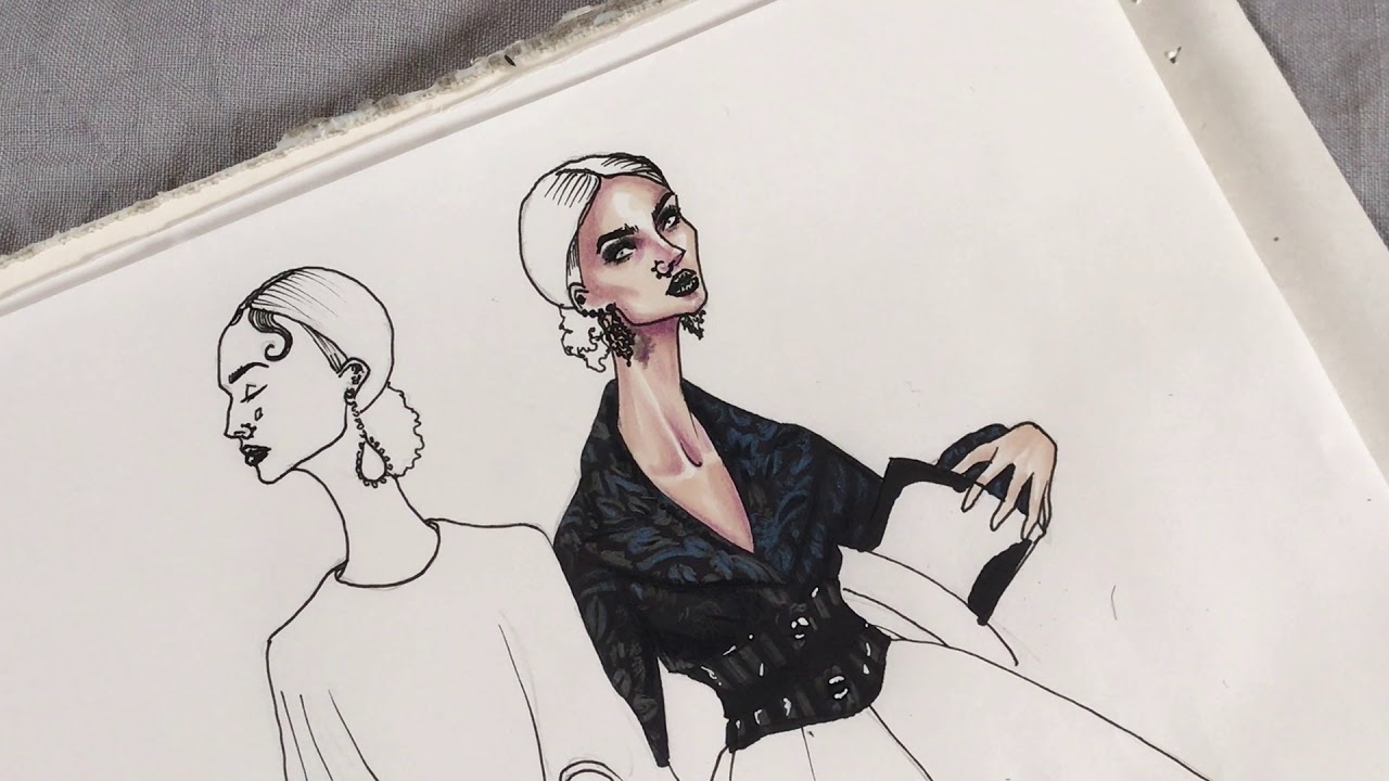 JACQUARD DAMASK Givenchy F'15 RTW| Fashion Drawing - YouTube
