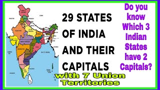 NAME OF 29 STATES and 7 UNION TERRITORIES OF INDIA WITH THEIR CAPITALS 