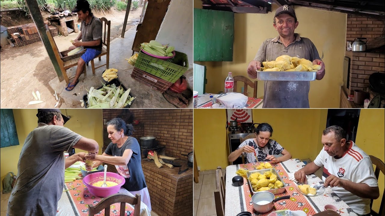 COLHI MILHO NA ROÇA DE JOÃO PAULO E FIZEMOS MUITAS PAMONHAS