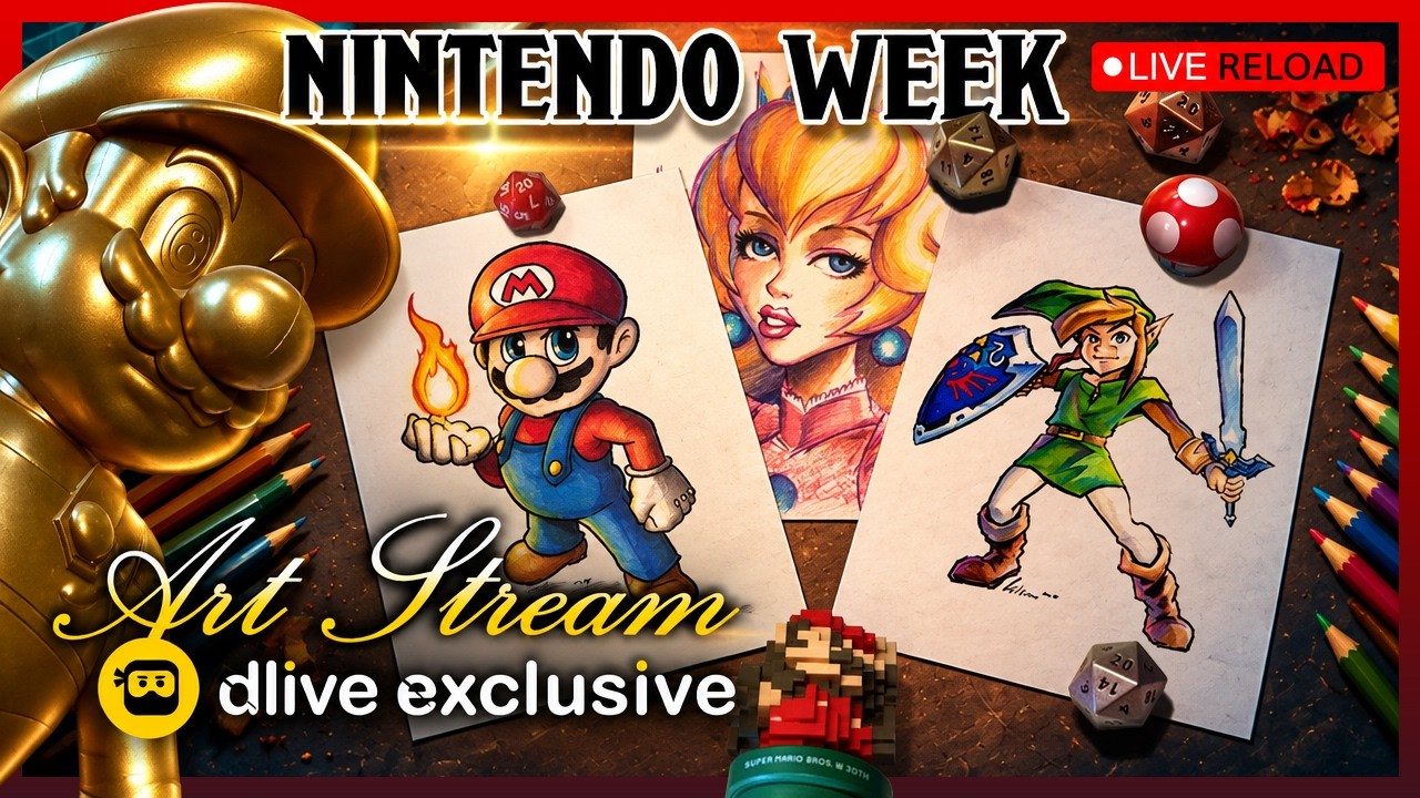 Nintendo Week! 🎮 | Mario, Princess Peach & Link | DLive Art Archive