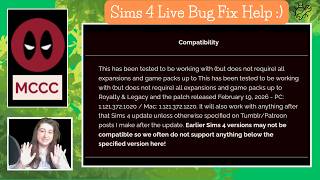 Sims 4 Live Bug Fix Help! MCCC problems and potential fixes