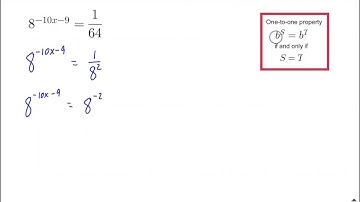Solve exponential equation using common bases one-to-one 1-1 property