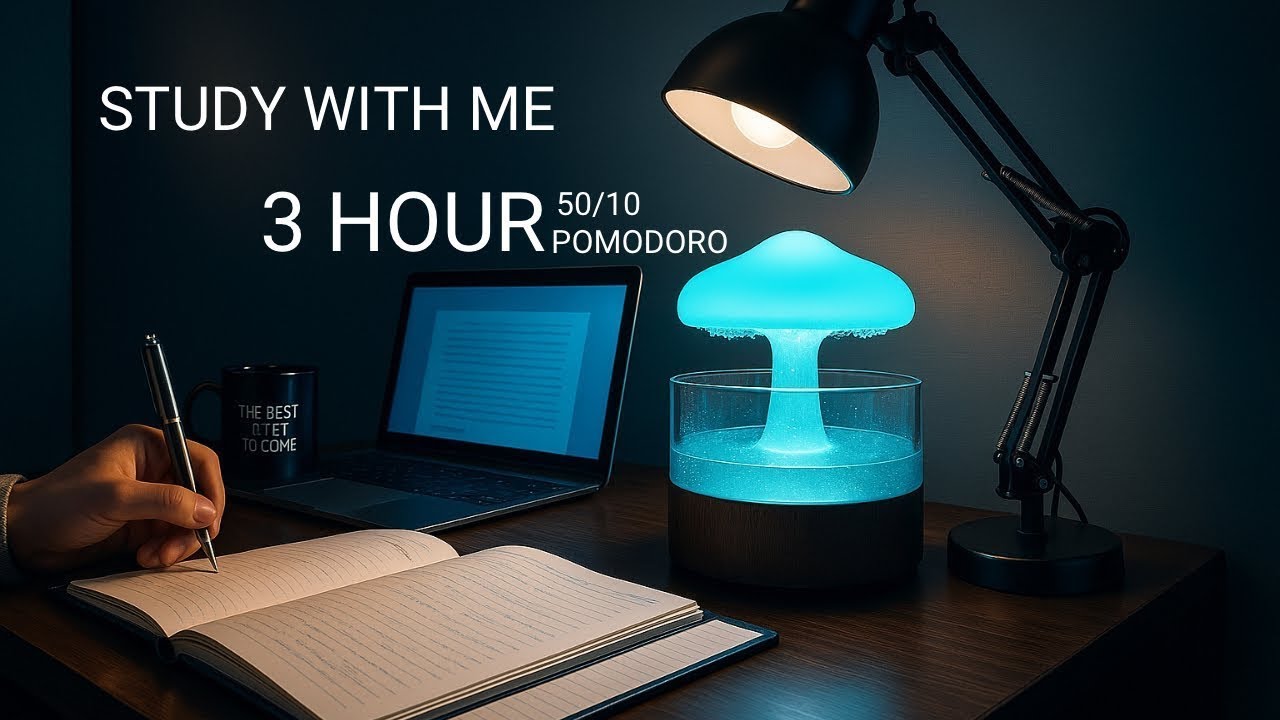 3 HOUR STUDY WITH ME | Background noise 📚, Rain Sounds 🌧️ | Pomodoro 50 ...