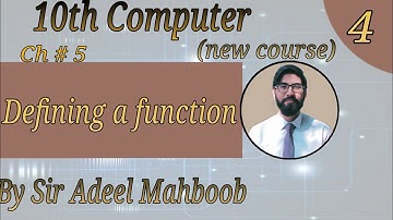 Defining a function in C | 10th class computer science new book chapter 5