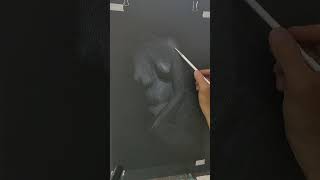 Nude figure drawing time lapse white charcoal on black paper #art #drawing #timelapse