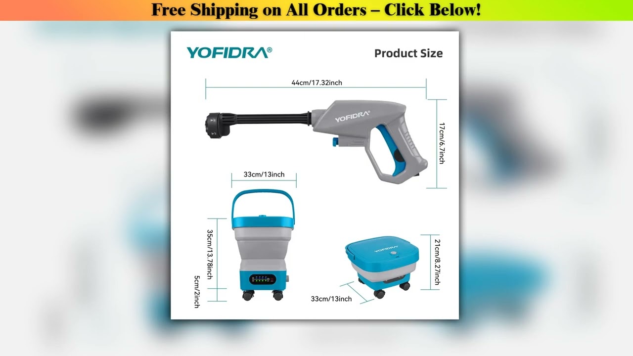 YOFIDRA 4 Gears Electric Pressure Washer with Foldable 15L Tank Car Washing  Garden Water Spray