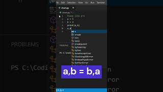Mind-Blowing Python Trick: How to Swap Two Numbers in Just One Line! #shorts #shortvideo #viral