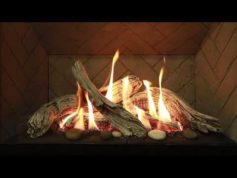 Valor H5 Gas Fireplace | Driftwood Logs & Herringbone Liner