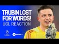Benfica goalkeeper Anatoliy Trubin reacts after his remarkable goal against Real Madrid 🤩