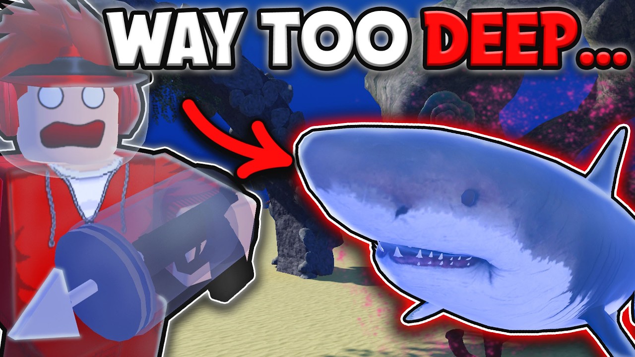 Ныряю глубоко, чтобы поймать рыбу в Roblox...
