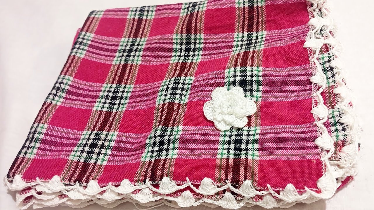 طريقة تزيين مناديل القماش بحاشية كروشي لاصحاب ذوق الرفيع  مناديل هما وشان