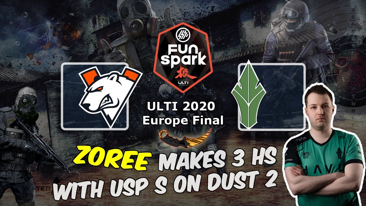 ZOREE makes 3 HS with USP S on Dust 2, Virtus.pro vs HAVU, FunSpark ULTI 2020 Europe Final