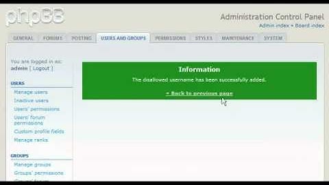 How tp disallow username in phpBB