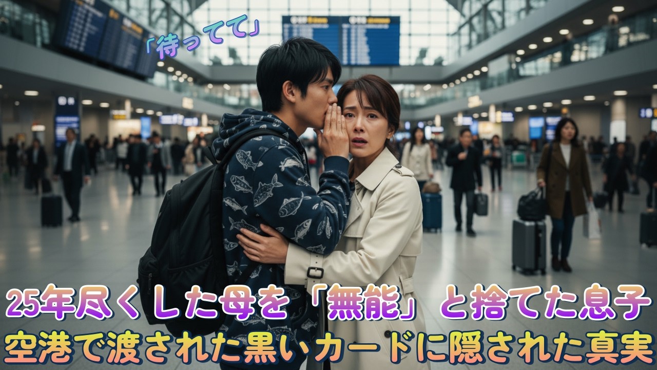 🎯「無能な母だ」25年尽くした夫に捨てられた翌日、大学生の息子が空港で渡した1枚のメモ→3日後、5000万円と共に届いた真実に夫の顔が凍りついた