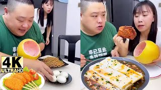 Funny Husband and Wife Eating Show - Epic Food Battle! 🤣😂#asmr #美味しい食べ物#食べ物