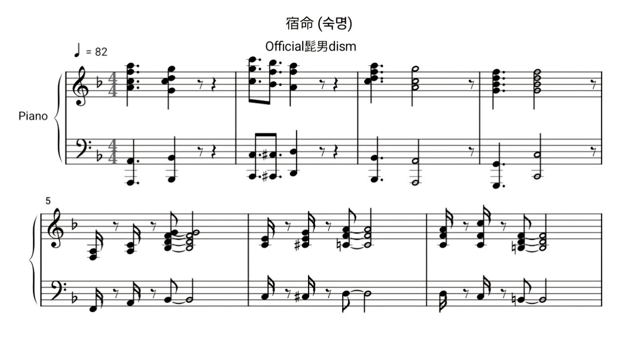 宿命(숙명) - Official髭男dism / piano part