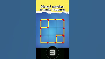 Мatchstick puzzle №49 Move 3 matches to make 4 squares